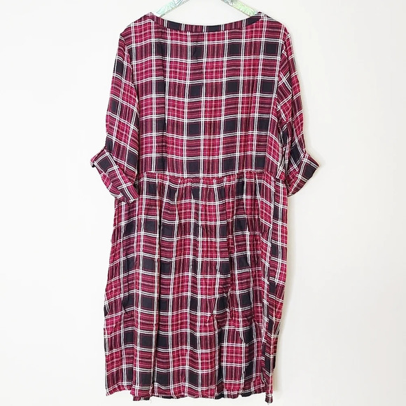 NWT Torrid Red Plaid Button Front Shirt Dress 2 - Picture 4 of 8